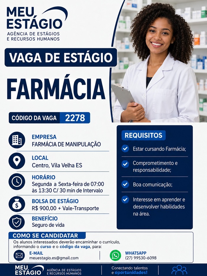 VAGAS DE ESTÁGIO - FARMÁCIA