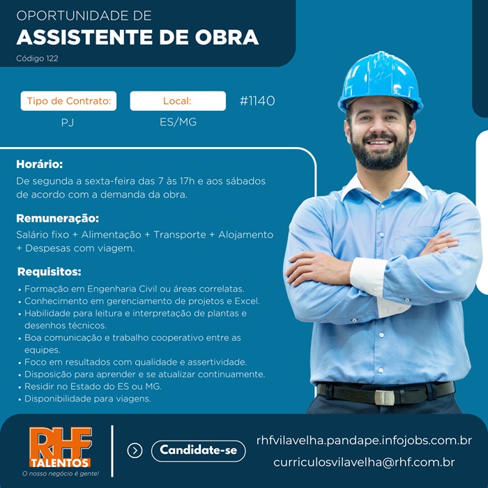 Vaga de Assistente de Obra