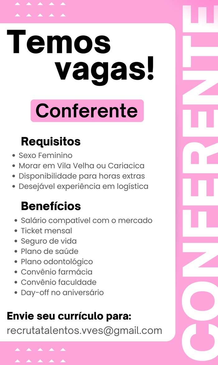 VAGA PARA CONFERENTE