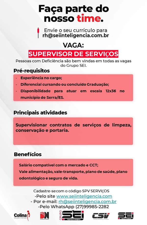 SUPERVISOR DE SERVIÇOS