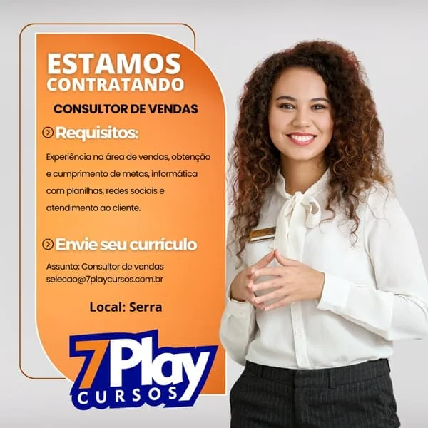 7PlayCursos contrata Consultor de Vendas