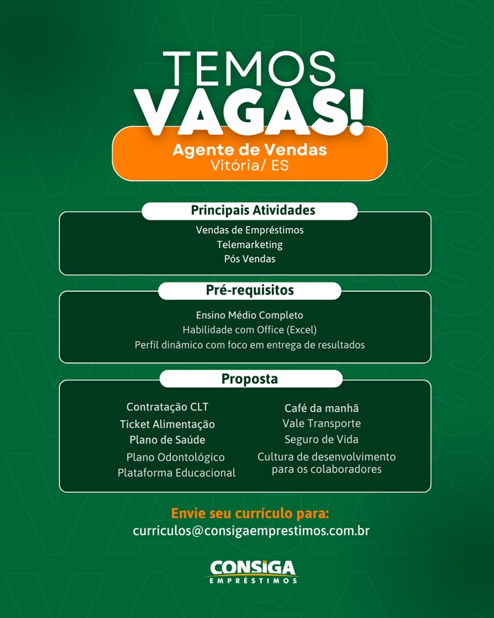 CONSIGA CONTRATA AGENTE DE VENDAS