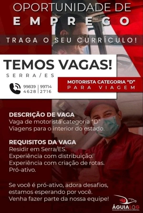 ÁGUIA LOGÍSTICA CONTRATA MOTORISTA D