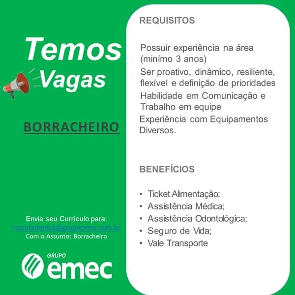 GRUPO EMEC CONTRATA BORRACHEIRO
