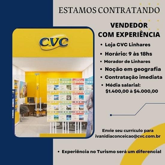 CVC contrata Vendedor (Linhares)