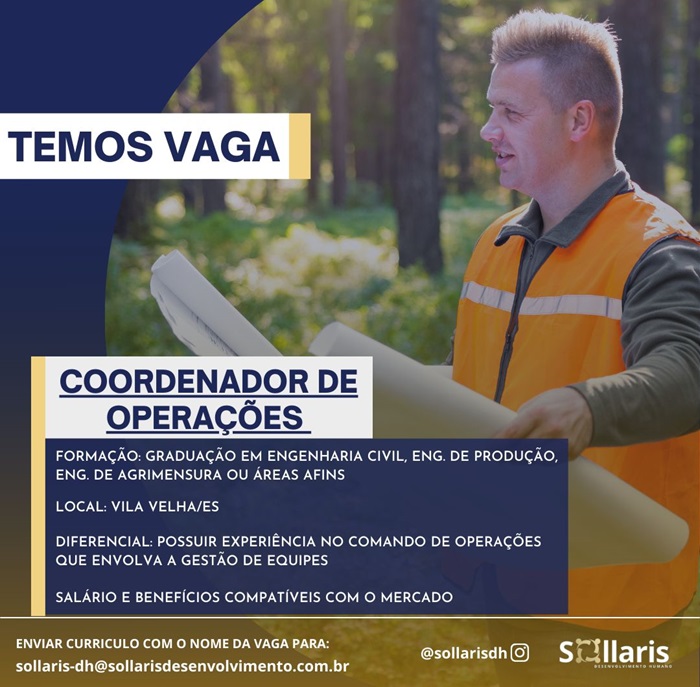 Vaga de Coordenador de Operações