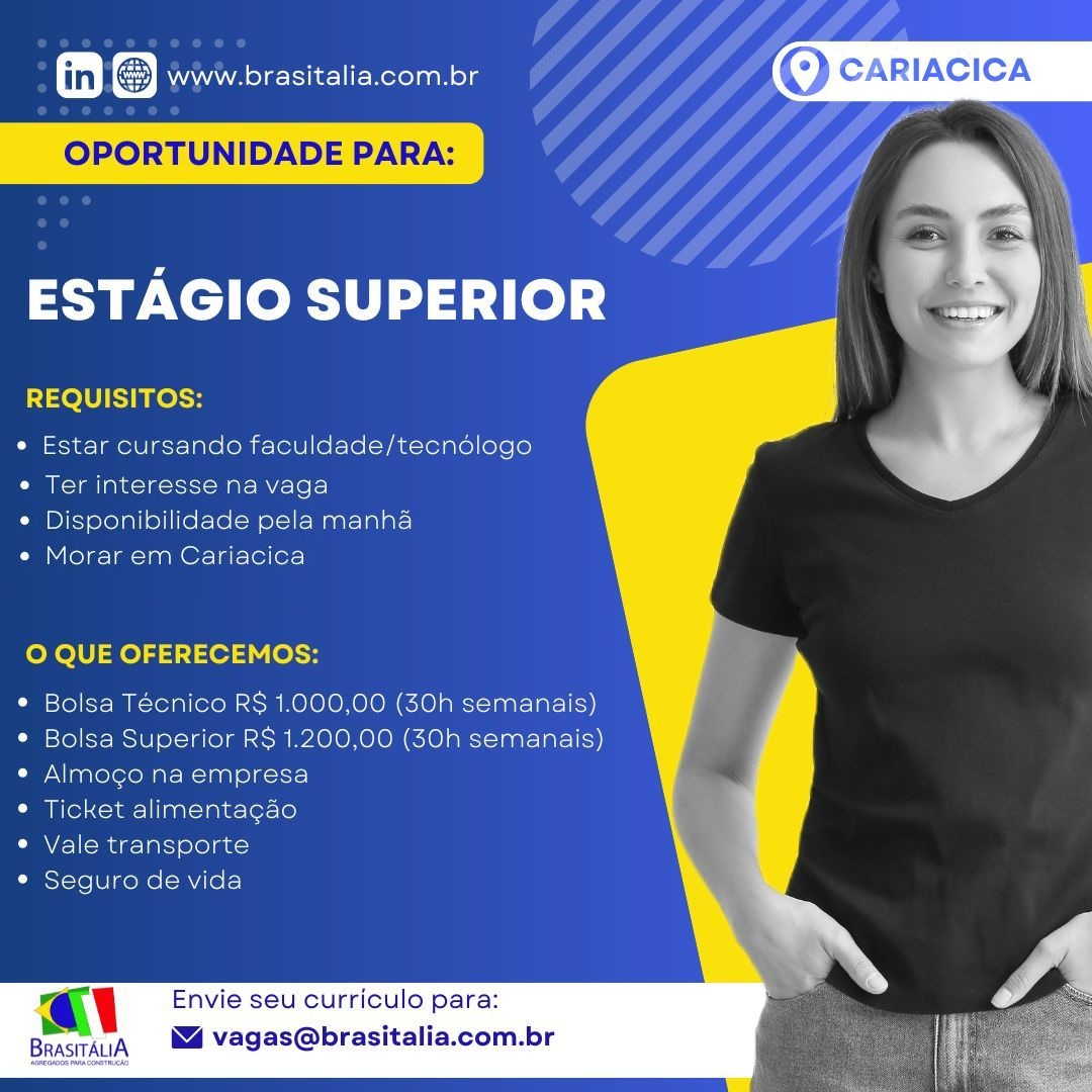 BRASITALIA ABRE VAGA DE ESTÁGIO SUPERIOR