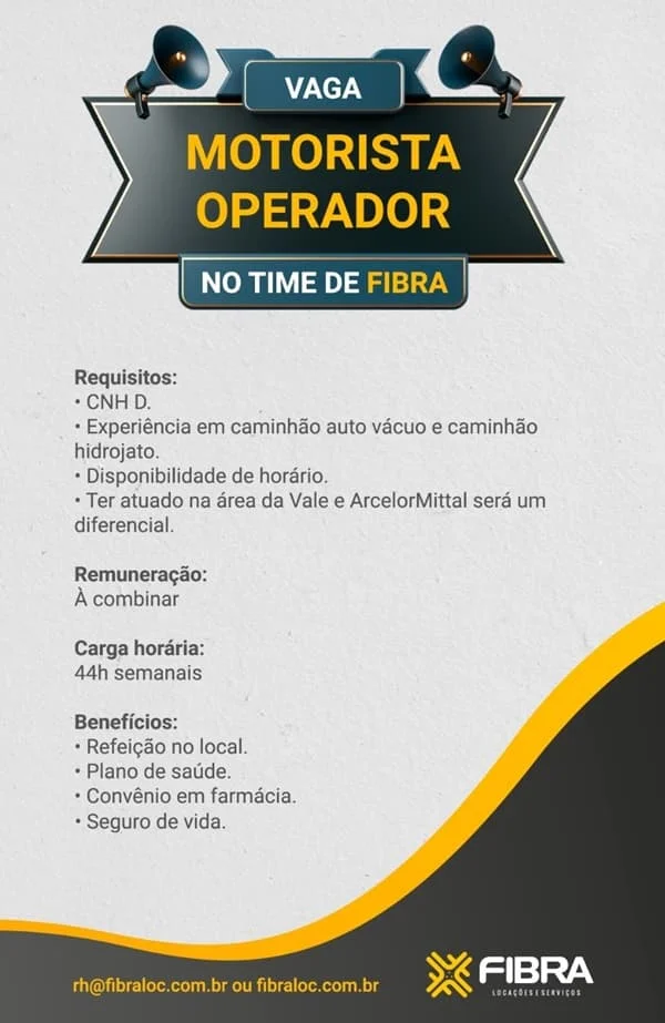 FIBRA CONTRATA MOTORISTA OPERADOR