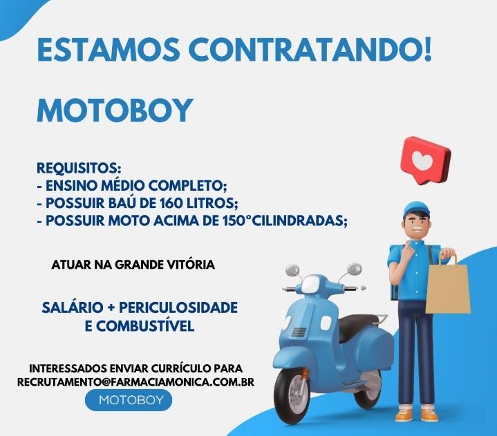 Farmácia Mônica contrata Motoboy 