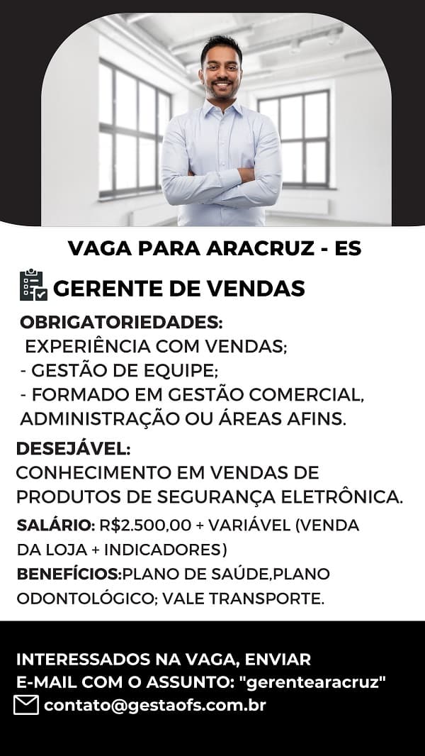 GERENTE DE VENDAS - ARACRUZ