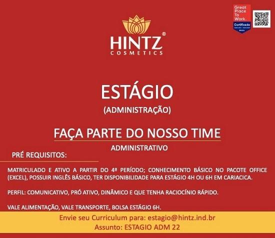 Hintz seleciona Estagiário Administrativo