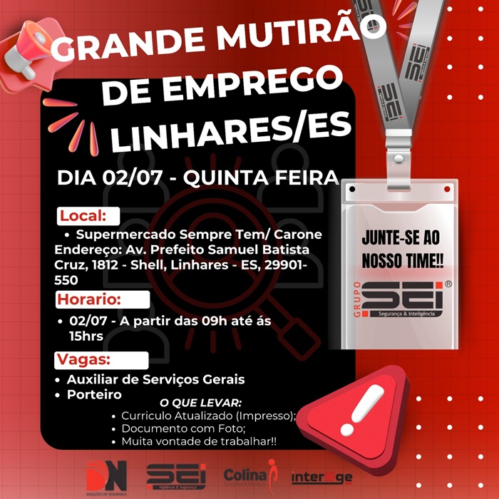 GRANDE MUTIRÃO DE EMPREGO – LINHARES/ES