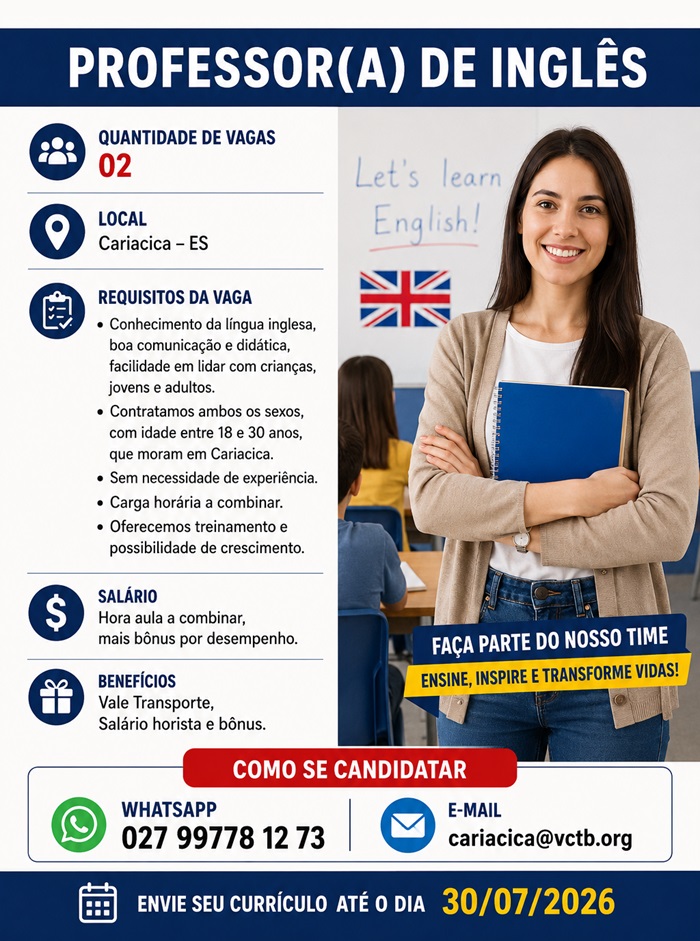 OPORTUNIDADE | PROFESSOR(A) DE INGLÊS