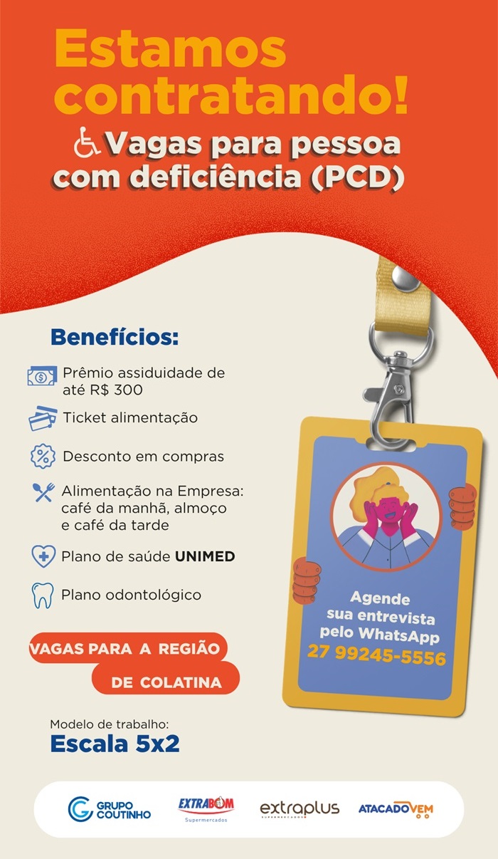 Vagas para Pessoa com Deficiência (PCD) – Região de Colatina
