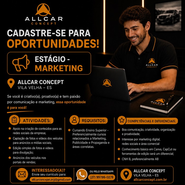 Estagiário de Marketing - Allcar Concept - Vila Velha/ES