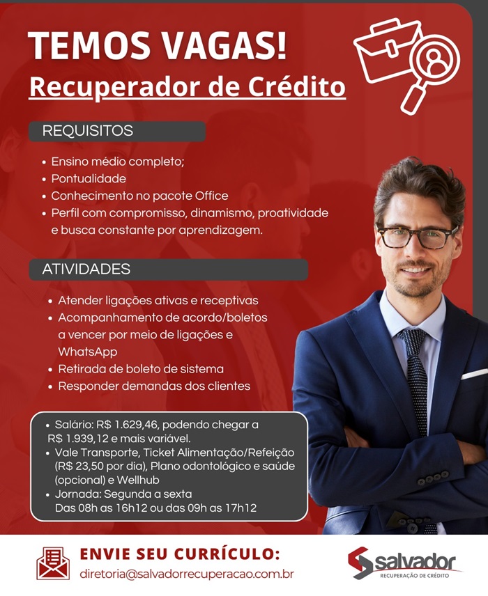 Vaga para Recuperador de Crédito