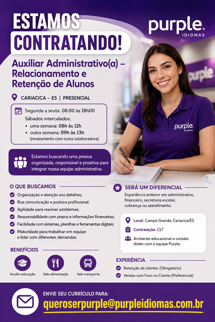 Auxiliar Administrativo(a) – Relacionamento e Retenção de Alunos