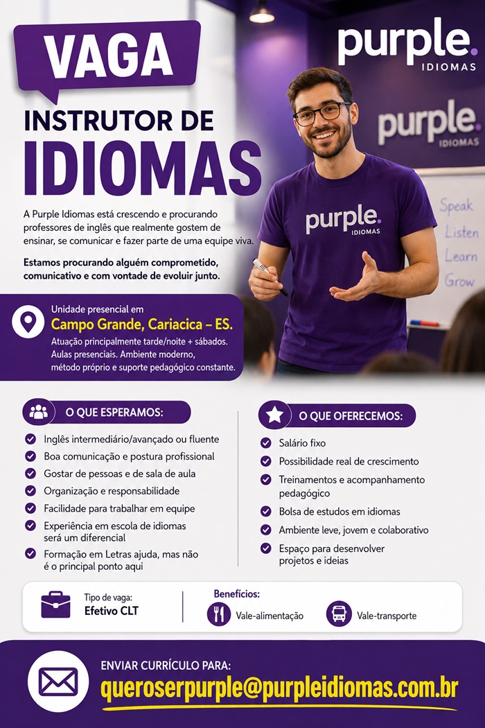 VAGA PARA INSTRUTOR(A) DE IDIOMAS