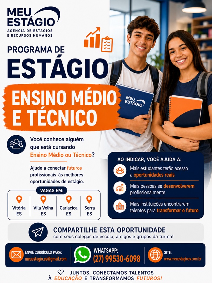 VAGAS DE ESTÁGIO – ENSINO MÉDIO E TÉCNICO