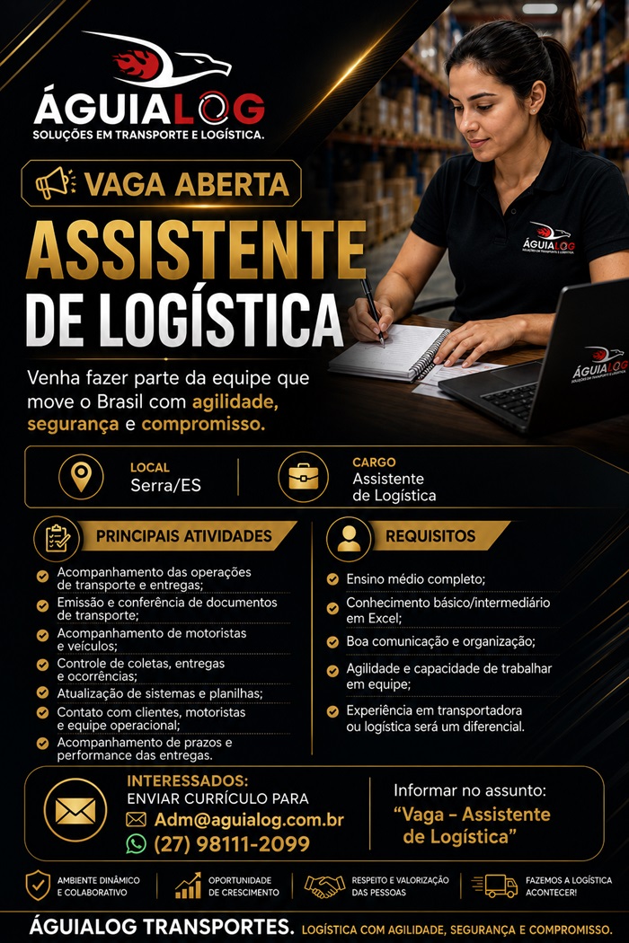 Vaga para Assistente de Logística