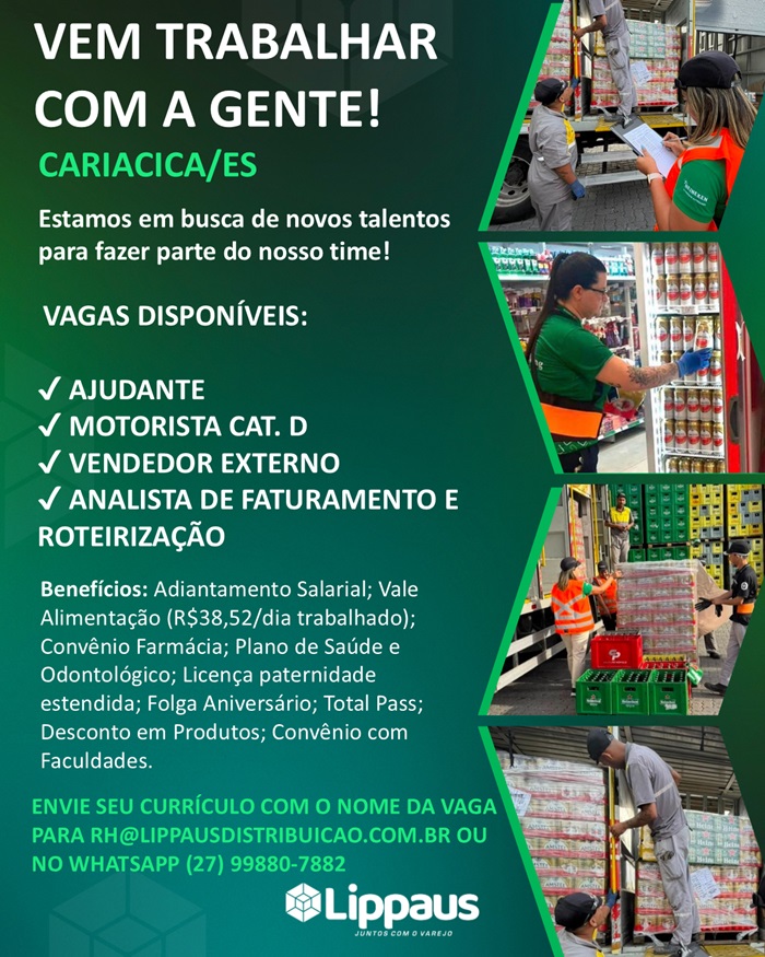 Lippaus abre vagas de Emprego | Cariacica/ES