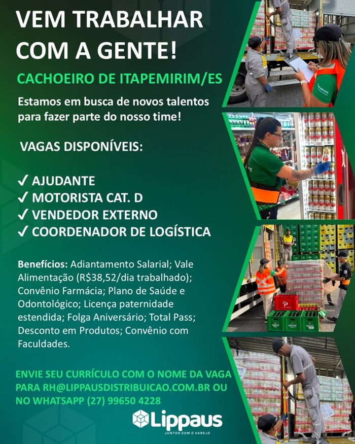 Lippaus abre vagas de Emprego | Cachoeiro de Itapemirim/ES