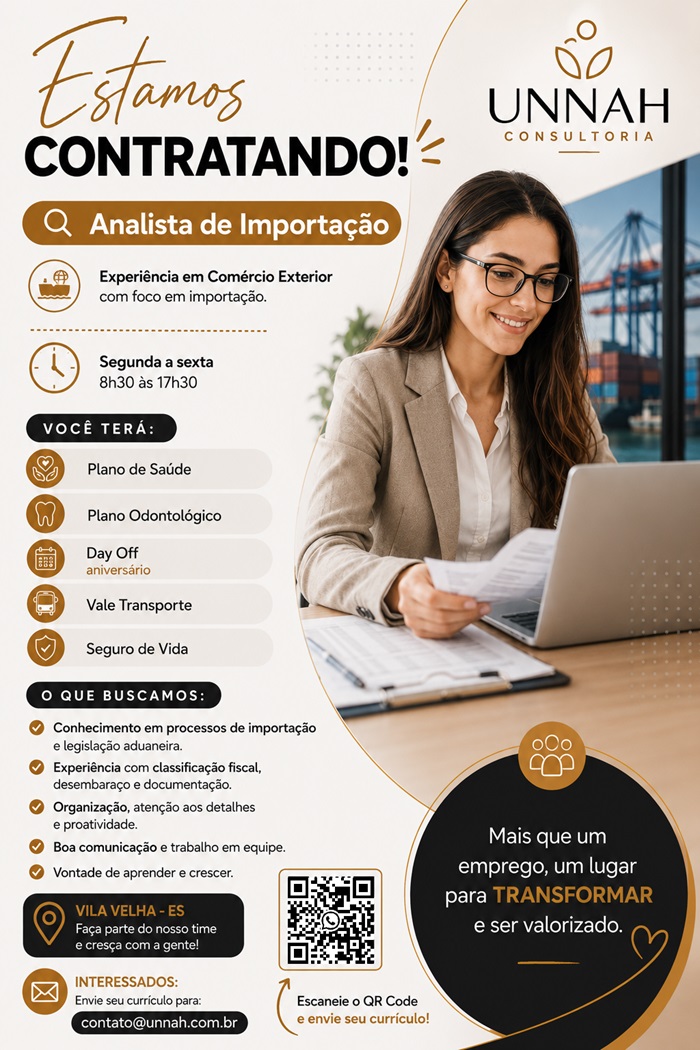 Vaga para Analista de Importação