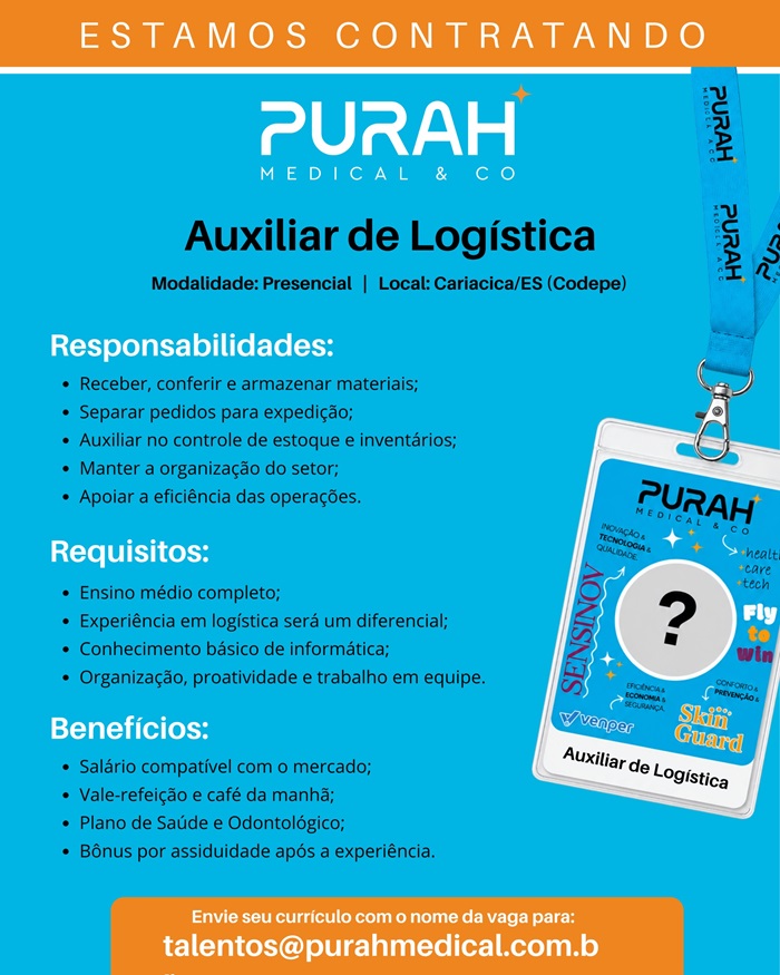 Vaga para Auxiliar de Logística | Cariacica/ES (Codepe)