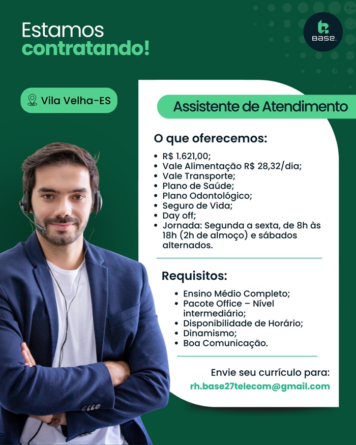 Vaga para Assistente de Atendimento