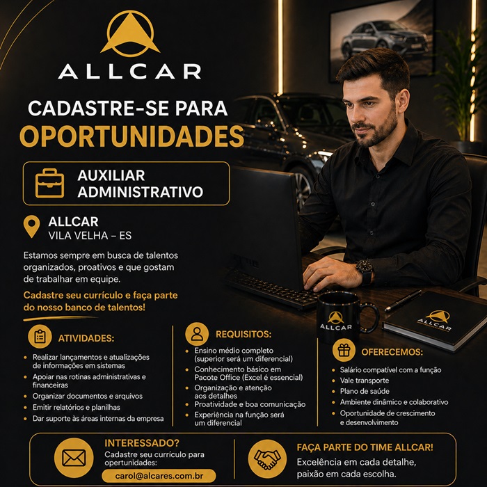 Auxiliar Administrativo - Allcar Concept - Vila Velha/ES