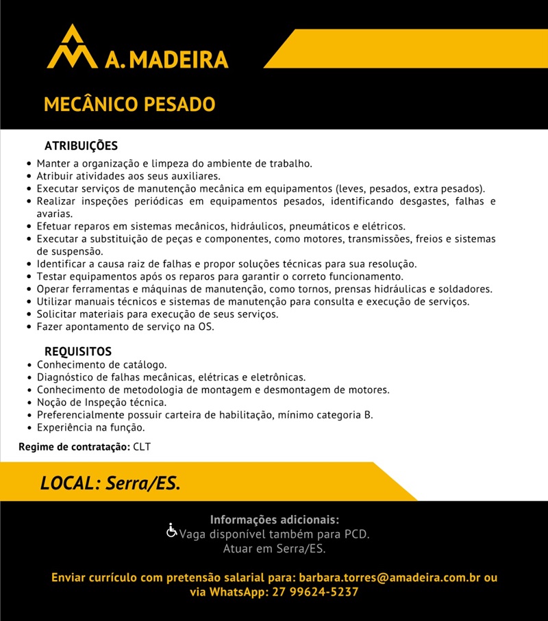 Vaga para Mecânico Pesado