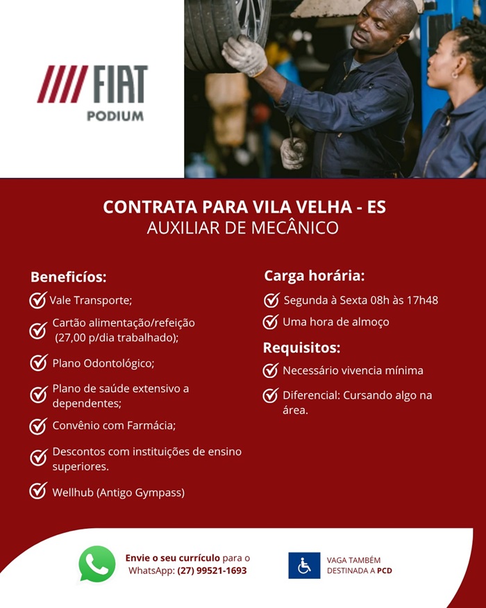 GRUPO PODIUM CONTRATA AUXILIAR DE MECÂNICO