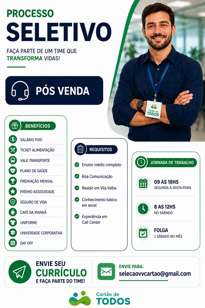 VAGA PARA PÓS VENDA