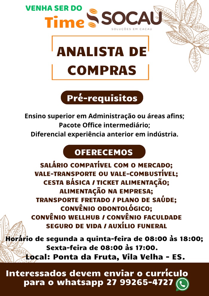  SOCAU CONTRATA ANALISTA DE COMPRAS