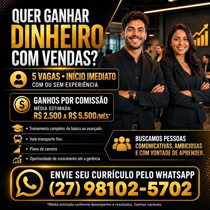 OPORTUNIDADE DE EMPREGO - VAGA DE VENDEDOR(A)