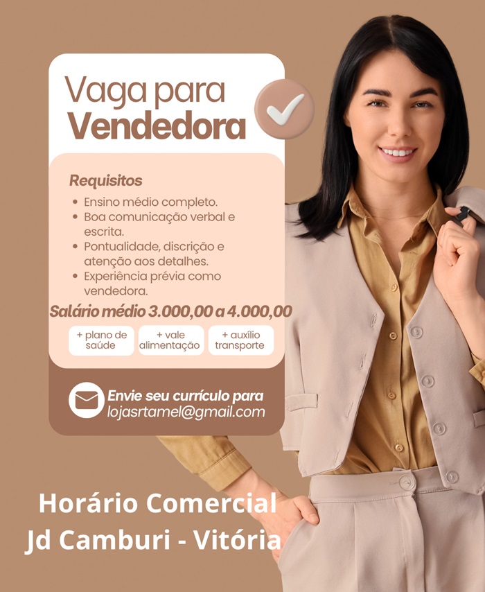 Vaga para Vendedora (Jardim Camburi - Vitória)