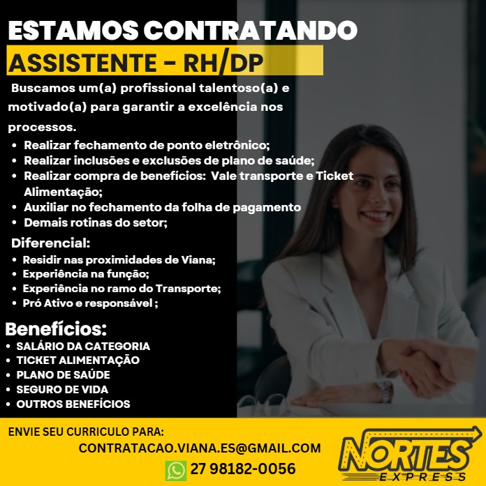 Vaga para Assistente — RH / DP