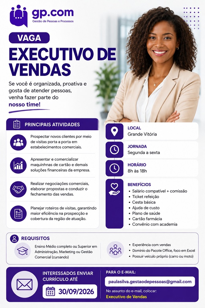 Vaga para Executivo de Vendas