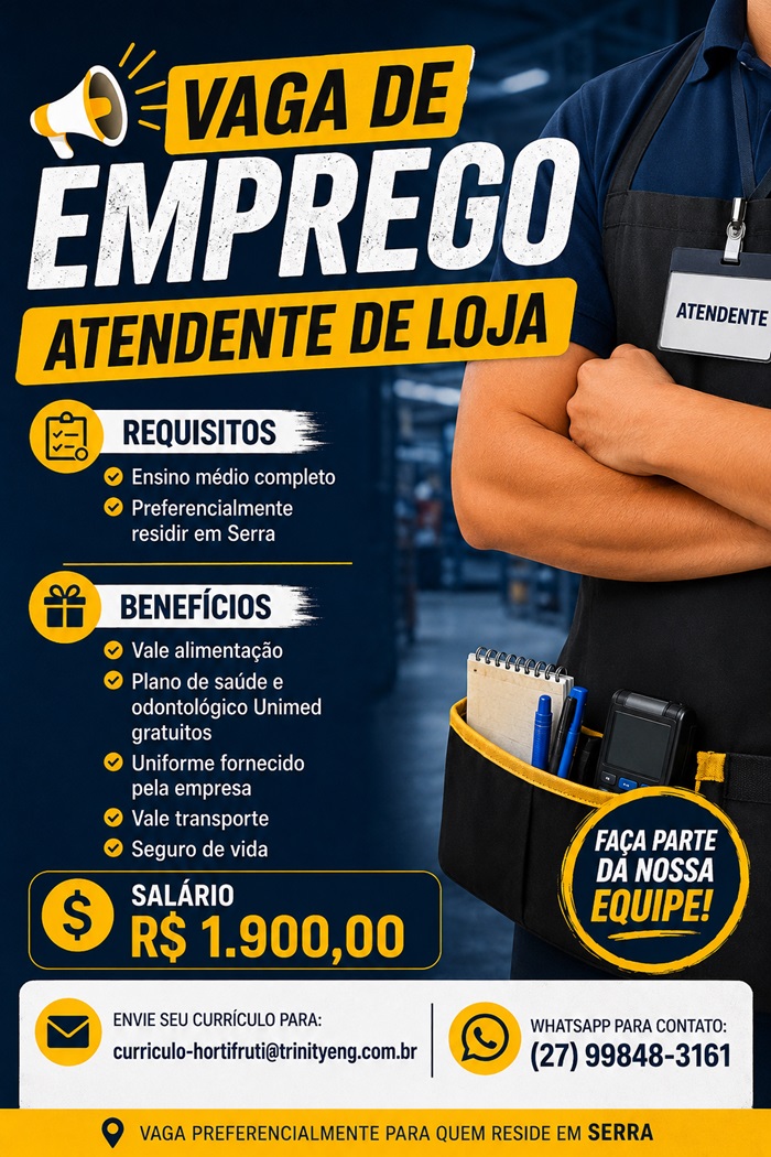 VAGA DE ATENDENTE DE LOJA
