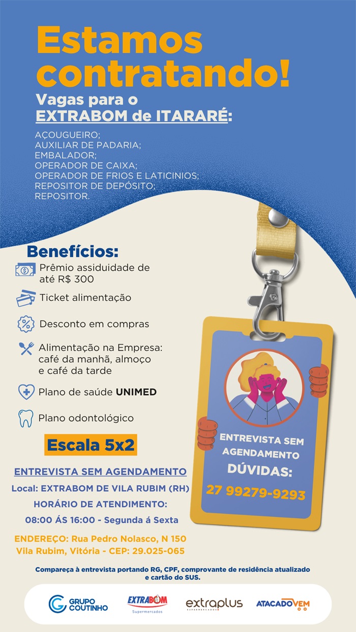 VAGAS PARA O EXTRABOM DE ITARARÉ
