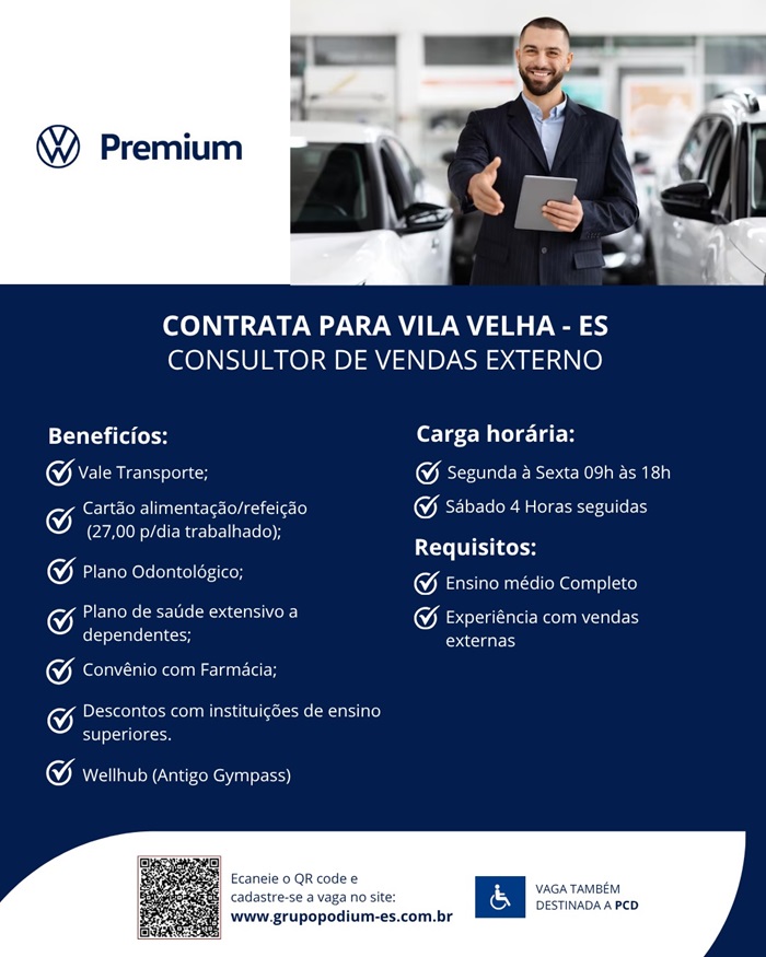 PREMIUM VOLKSWAGEN CONTRATA CONSULTOR DE VENDAS EXTERNO