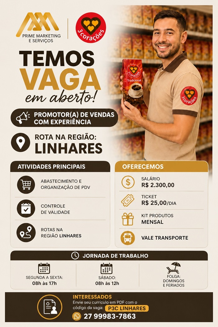 Vaga para Promotor de Vendas (com experiência e com moto)