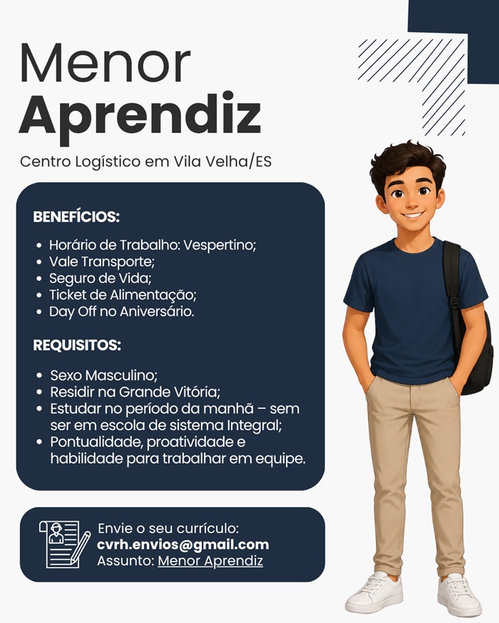 Vaga para Menor Aprendiz