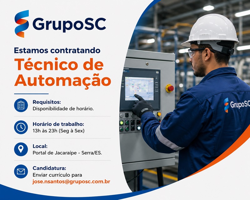 GrupoSC contrata Técnico de Automação