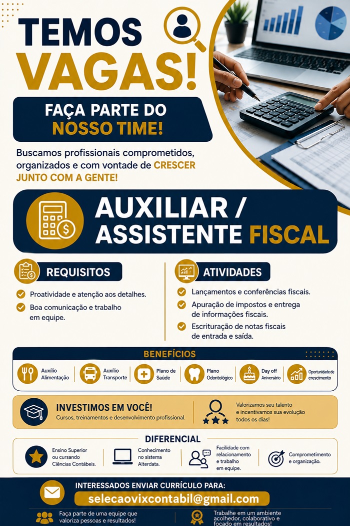 AUXILIAR / ASSISTENTE FISCAL