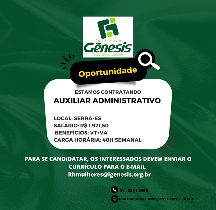 Vaga para Auxiliar Administrativo | Serra
