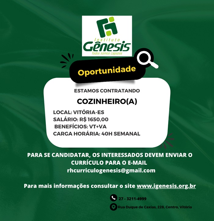 Vaga para Cozinheiro(a) 