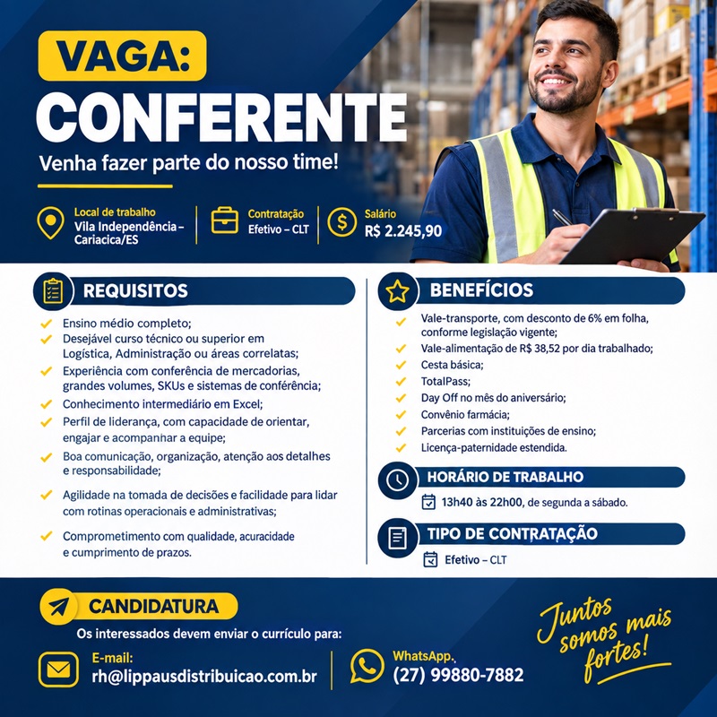 VAGA PARA CONFERENTE