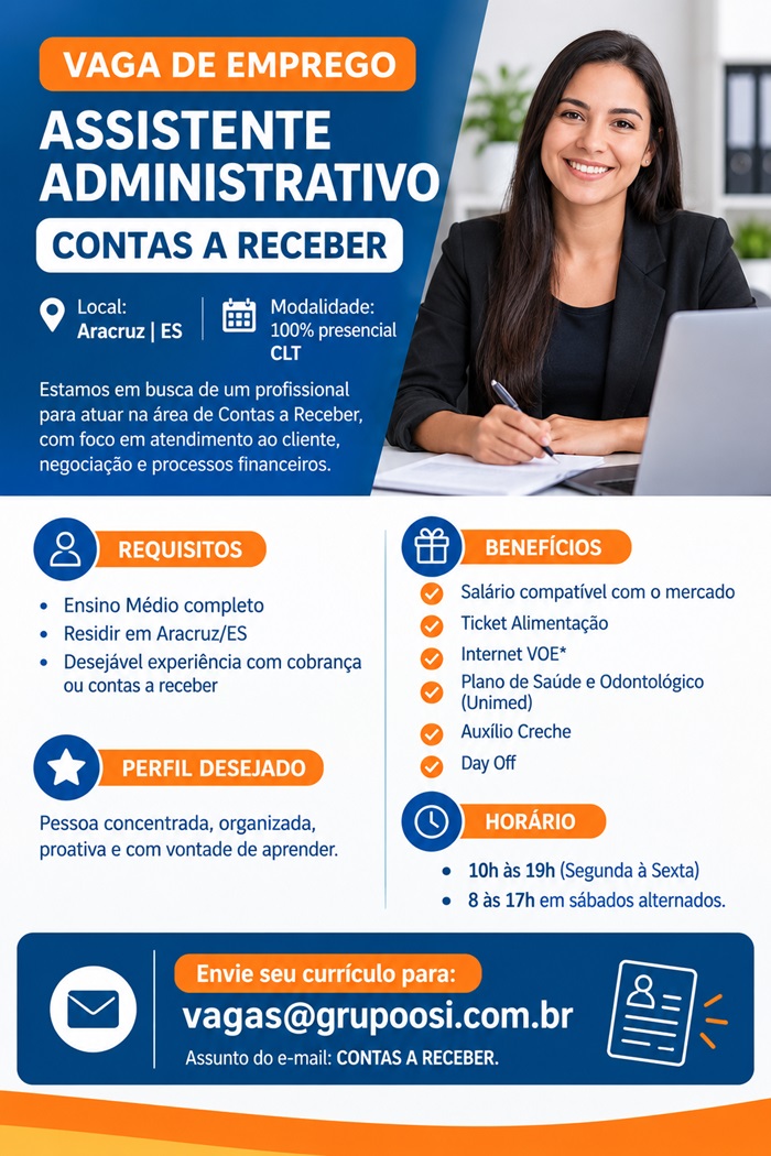 ASSISTENTE ADMINISTRATIVO – CONTAS A RECEBER  