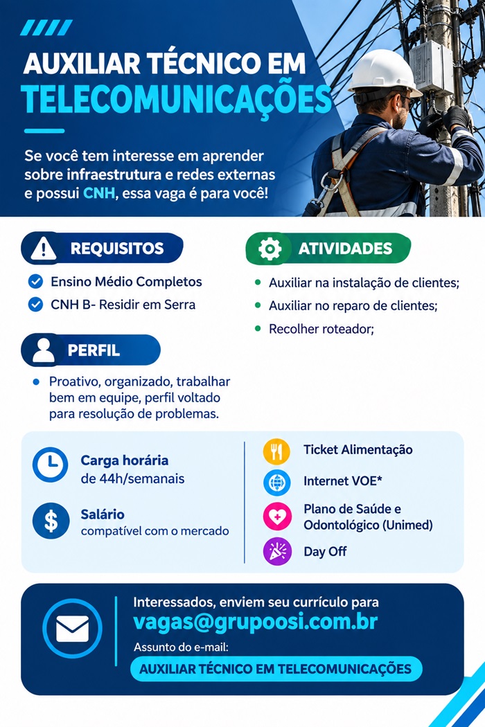  AUXILIAR TÉCNICO EM TELECOMUNICAÇÕES  